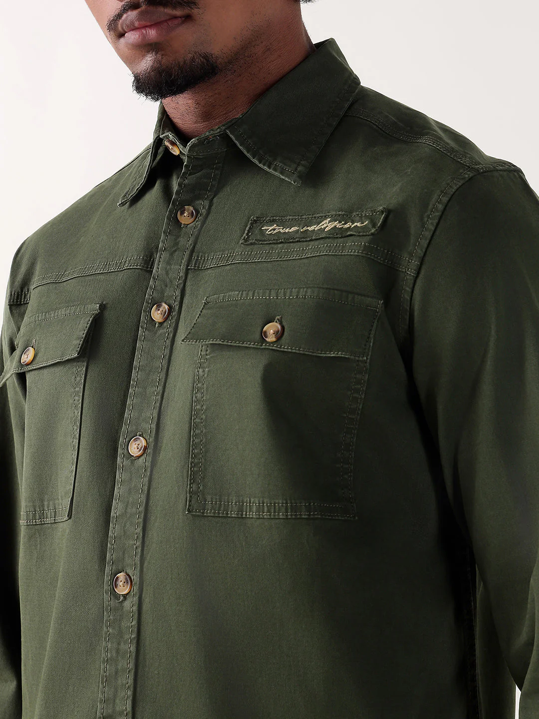 TRUE RELIGION Men Green Regular Fit Shirt - Image 6
