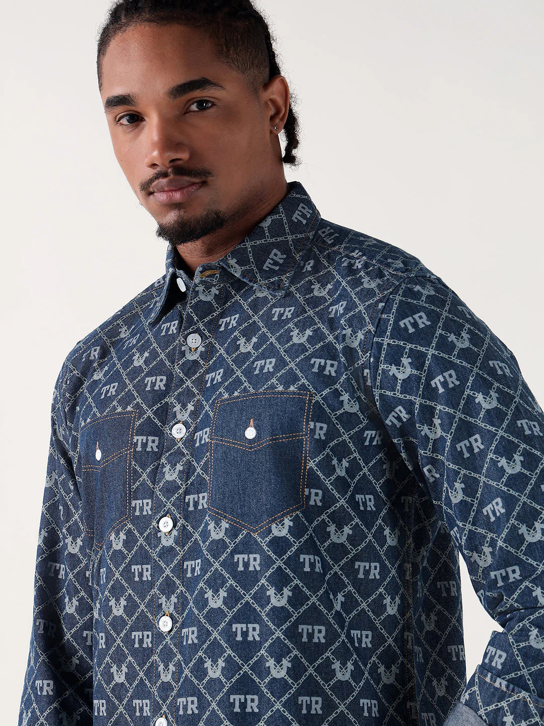 TRUE RELIGION Men Blue Printed Regular Fit Shirt - Image 5