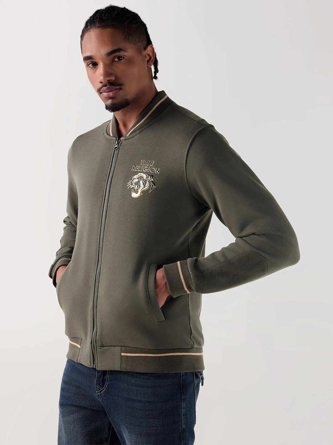 TRUE RELIGION Men Green Logo Regular Fit Sweatshirt - Image 4