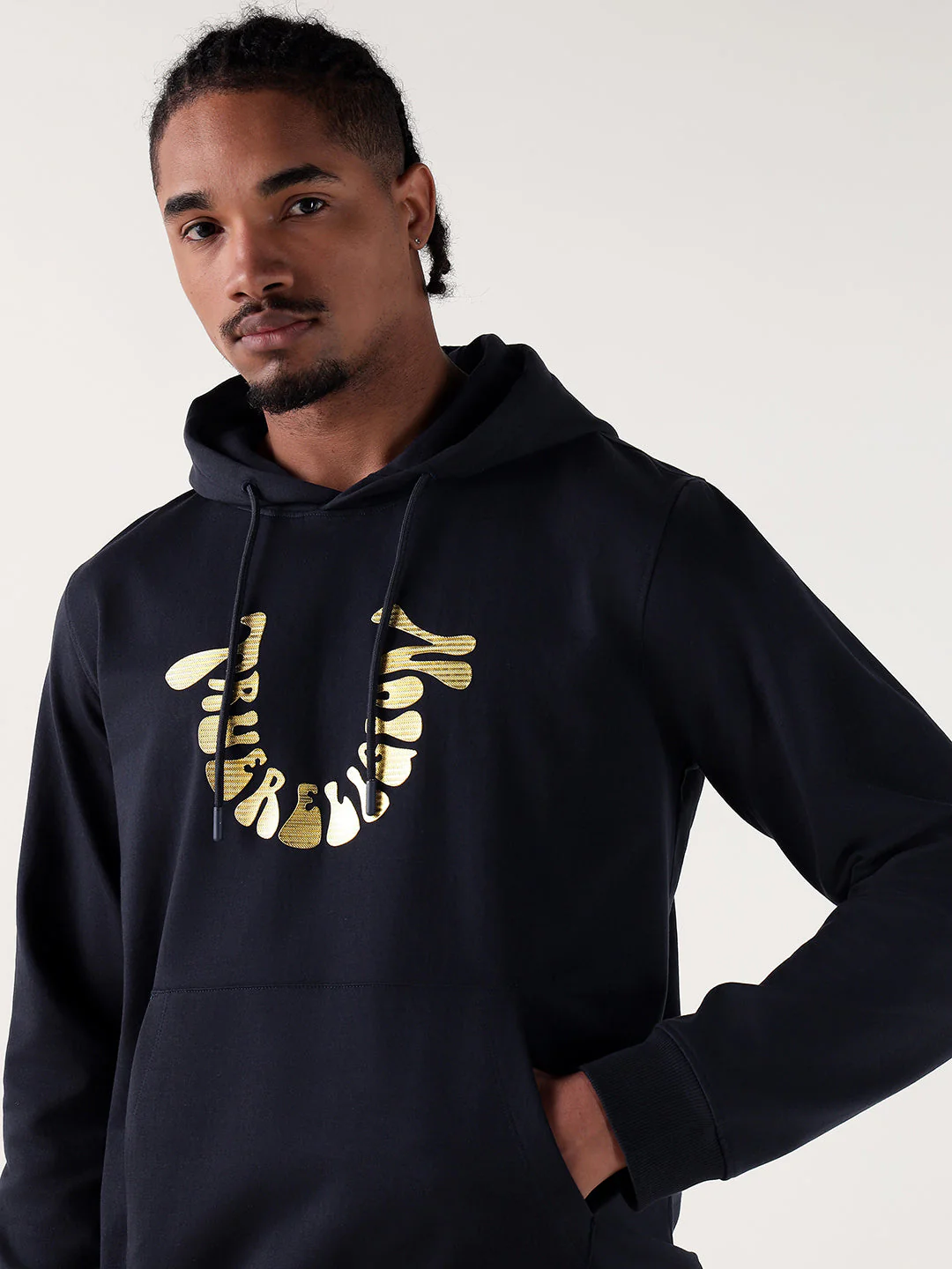 TRUE RELIGION Men Navy Blue Branded Artwork Regular Fit Hoodie - Image 5