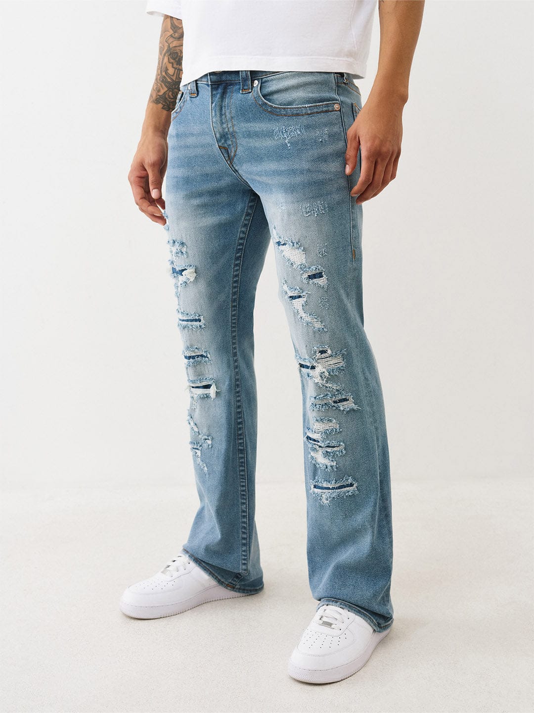 True Religion Men Blue Solid Flared Fit SN Brice Jeans - Image 2