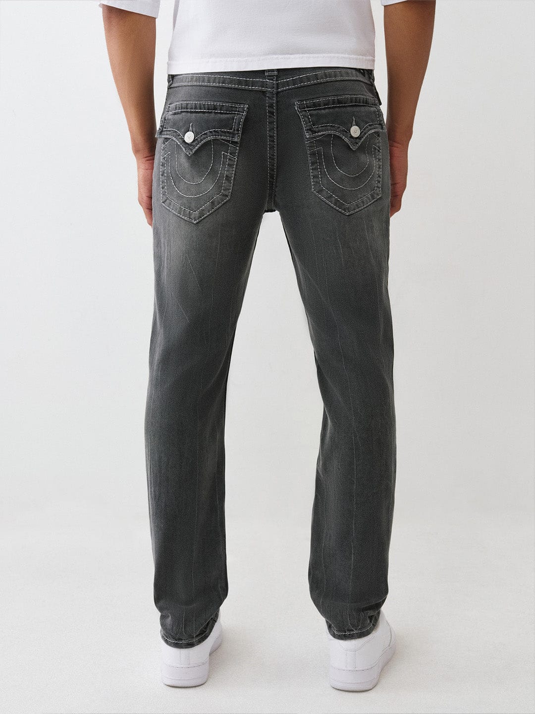 True Religion Men Grey Solid Skinny Fit Big T Rocco Jeans - Image 4