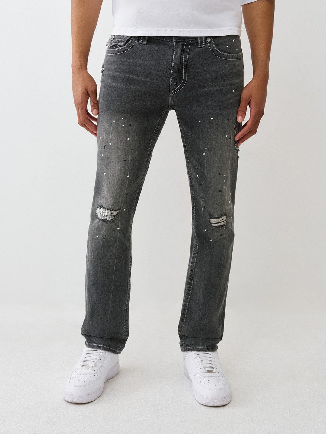 True Religion Men Grey Solid Skinny Fit Big T Rocco Jeans - Image 6
