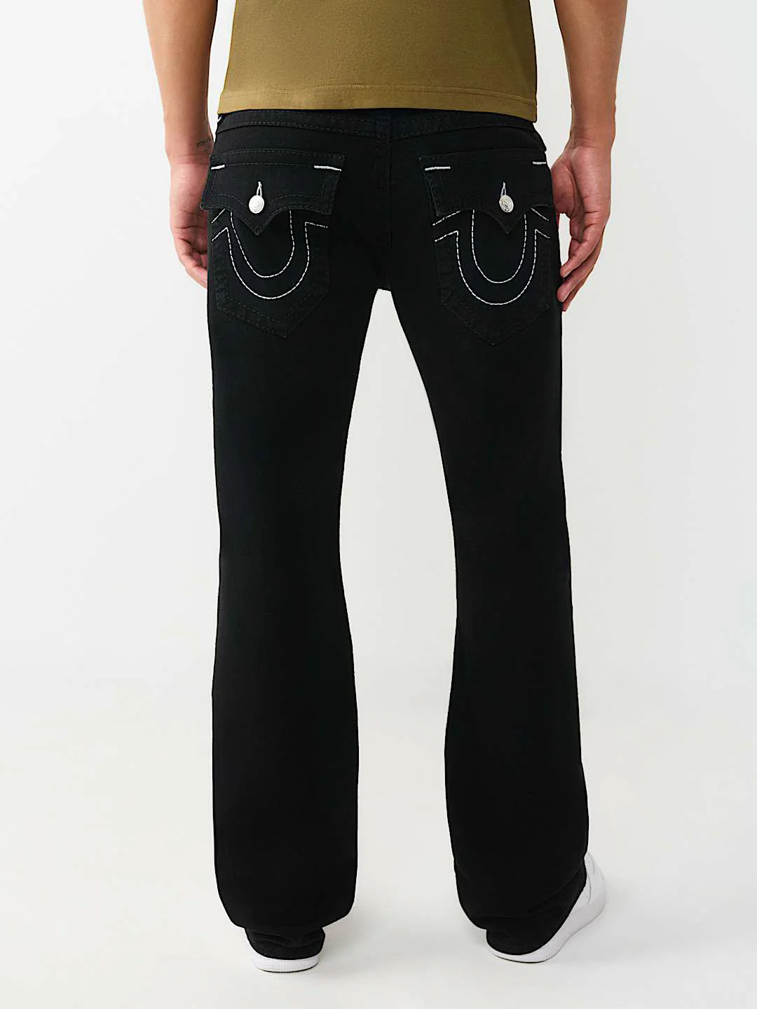 True Religion Men Black Solid Bootcut Fit Big T Billy Jeans - Image 2