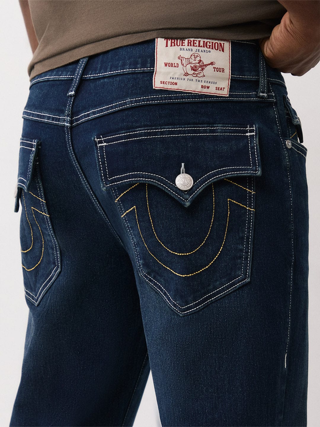 True Religion Men Blue Solid Bootcut Fit SN Billy Jeans