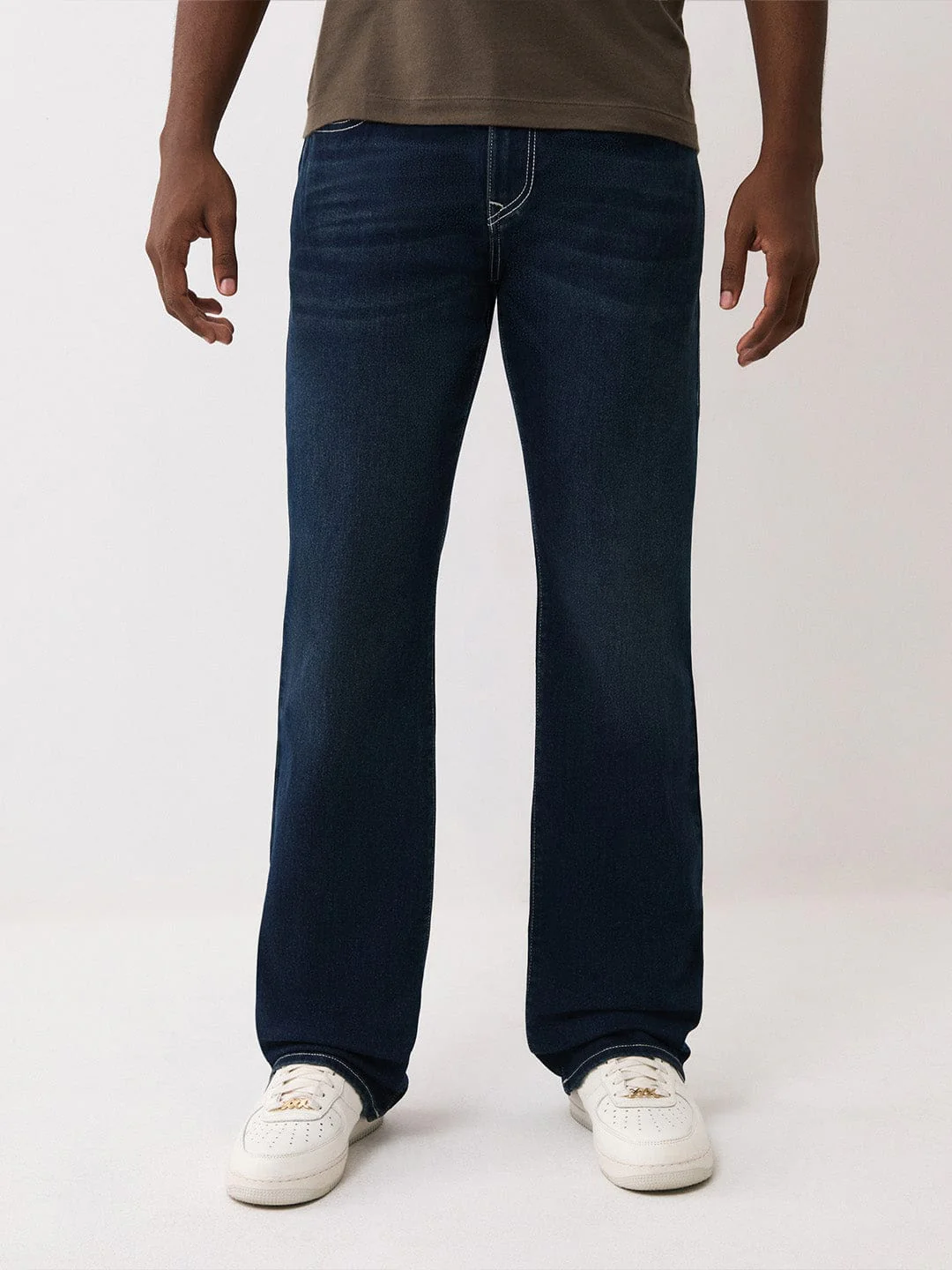 True Religion Men Blue Solid Bootcut Fit SN Billy Jeans - Image 3