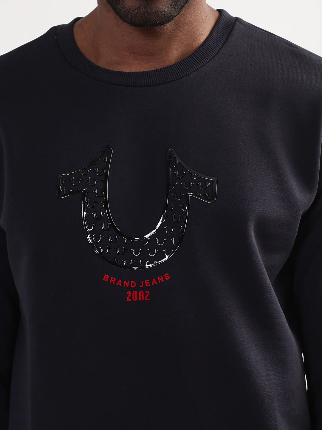True Religion Men Blue Solid Round Neck Sweatshirt - Image 5