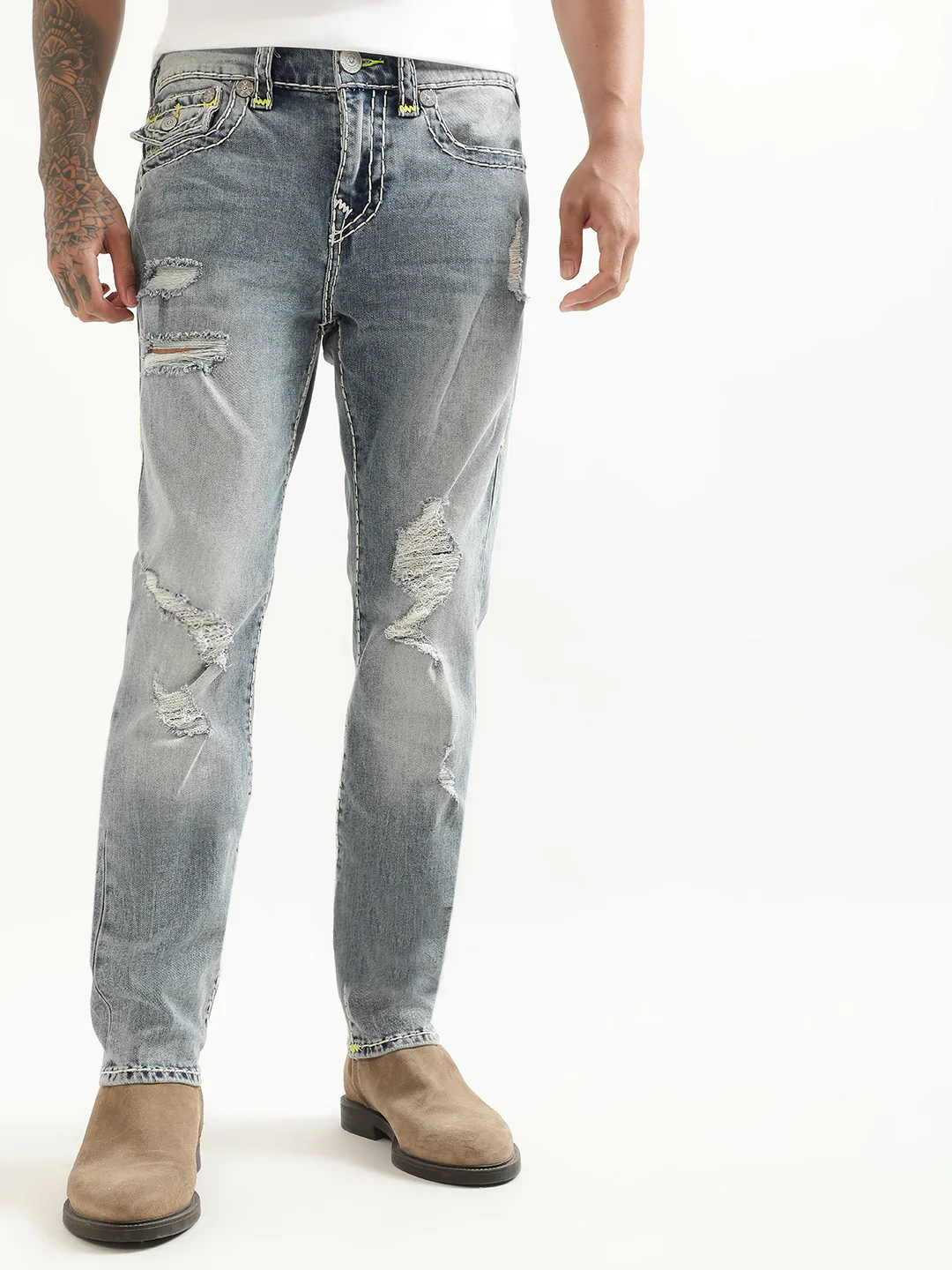 True Religion Men Super T Rocco Skinny Fit Light Wash Jeans - Image 3