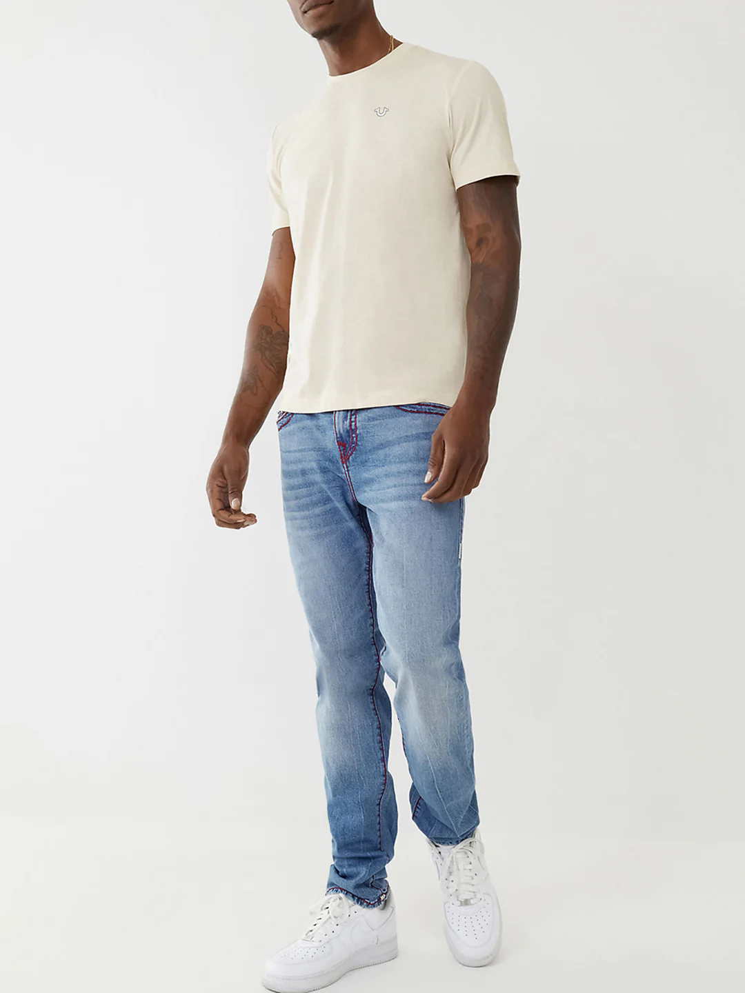 True Religion Men Super T Rocco Skinny Fit Light Wash Jeans - Image 6