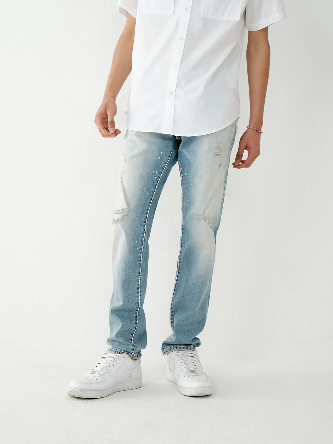 True Religion Men Super T Rocco Skinny Fit Light Wash Jeans - Image 3
