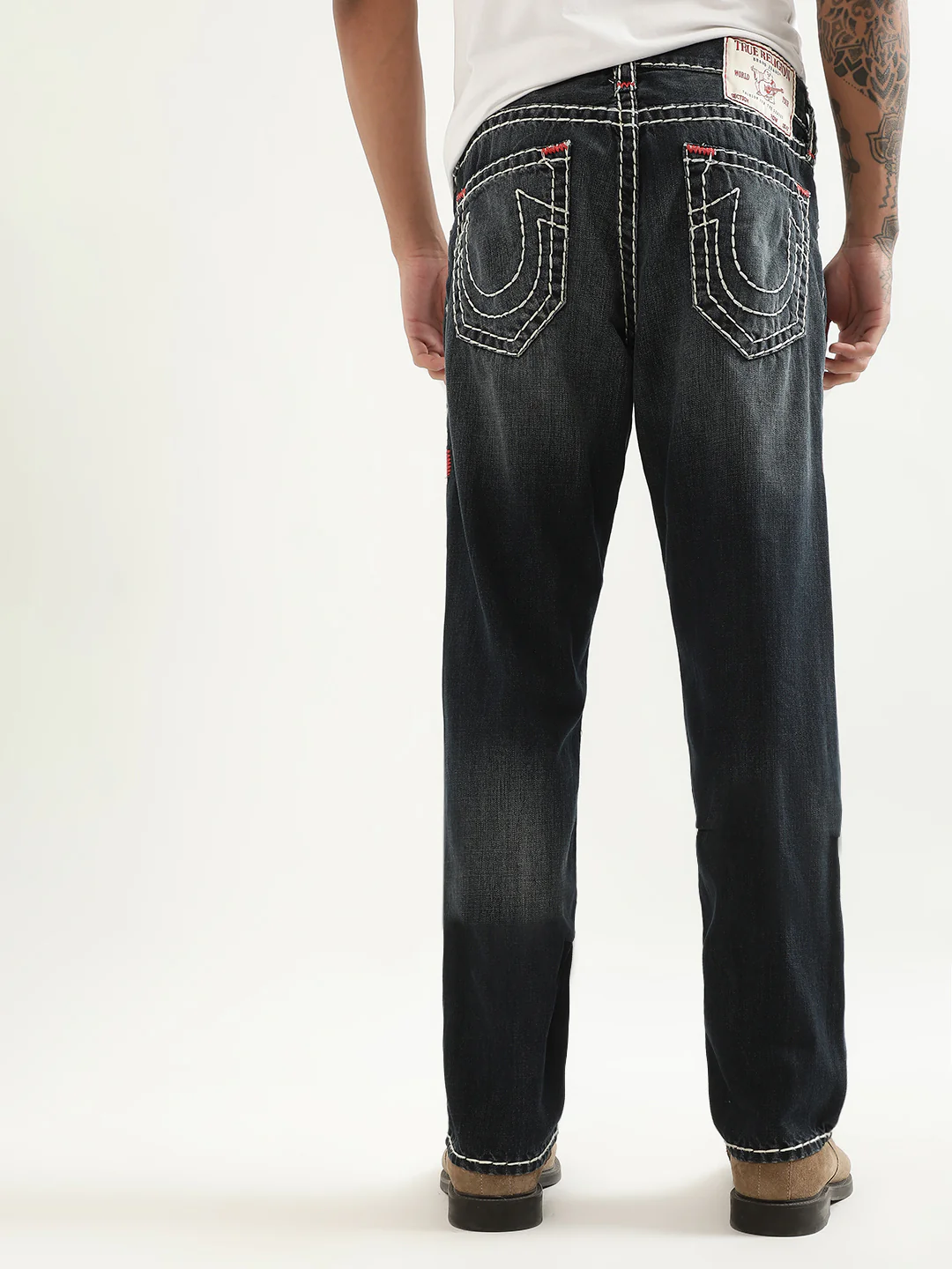True Religion Men Super T Ricky Straight Fit Dark Wash Jeans - Image 4