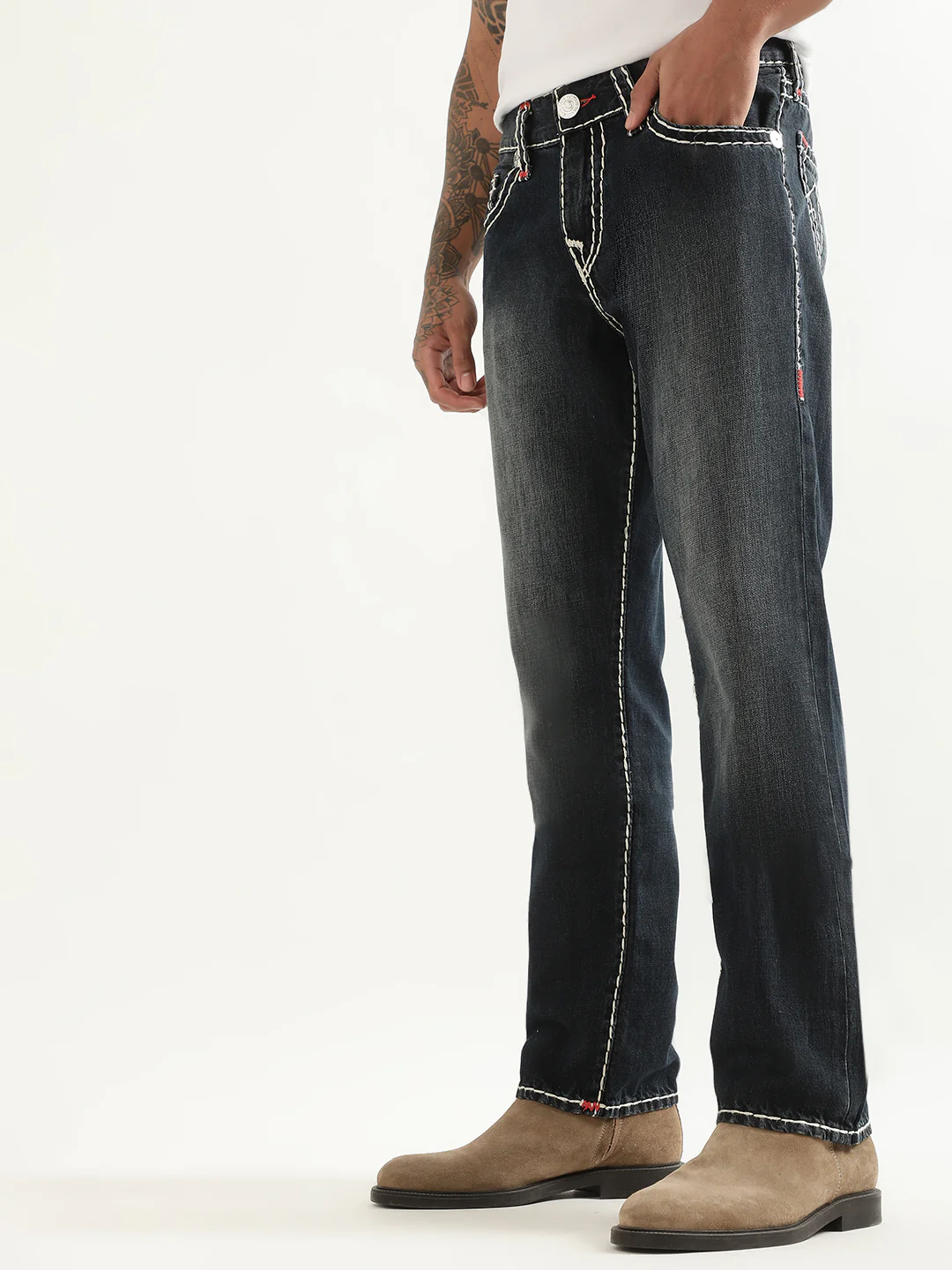 True Religion Men Super T Ricky Straight Fit Dark Wash Jeans - Image 7