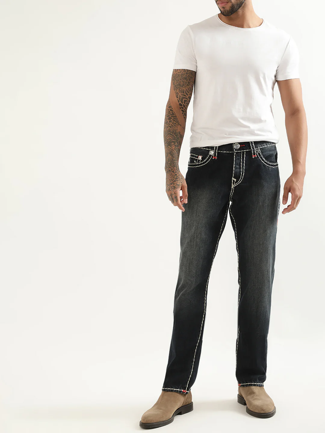 True Religion Men Super T Ricky Straight Fit Dark Wash Jeans - Image 9