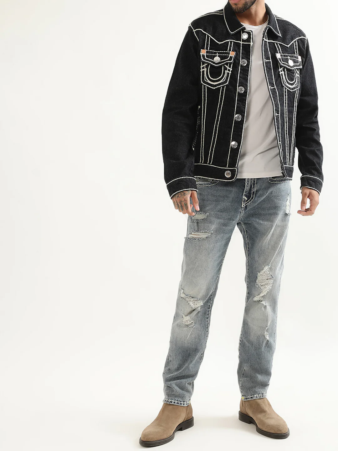 True Religion Lightweight Rope Stitch Denim Jacket - Image 4