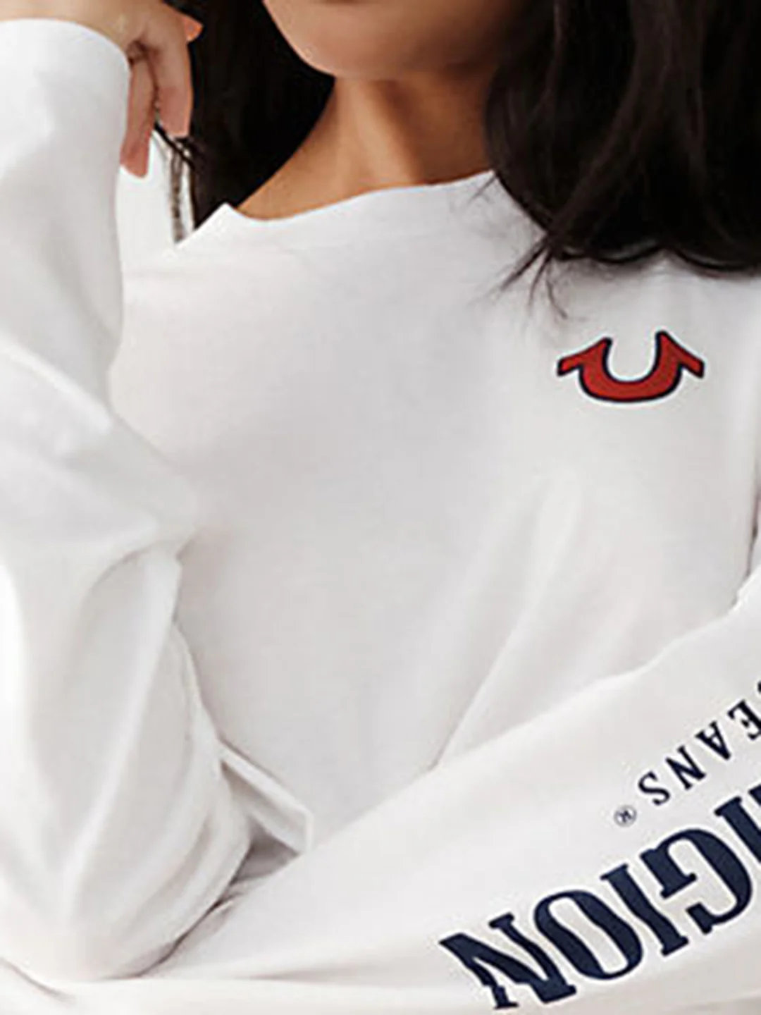True Religion White Heritage Relaxed Fit Crop T-Shirt - Image 5