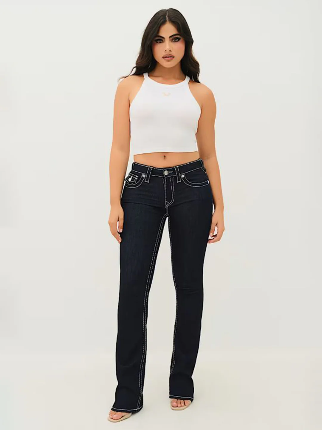 True Religion Women Blue Solid Bootcut Stretchable Big T Becca Jeans - Image 5