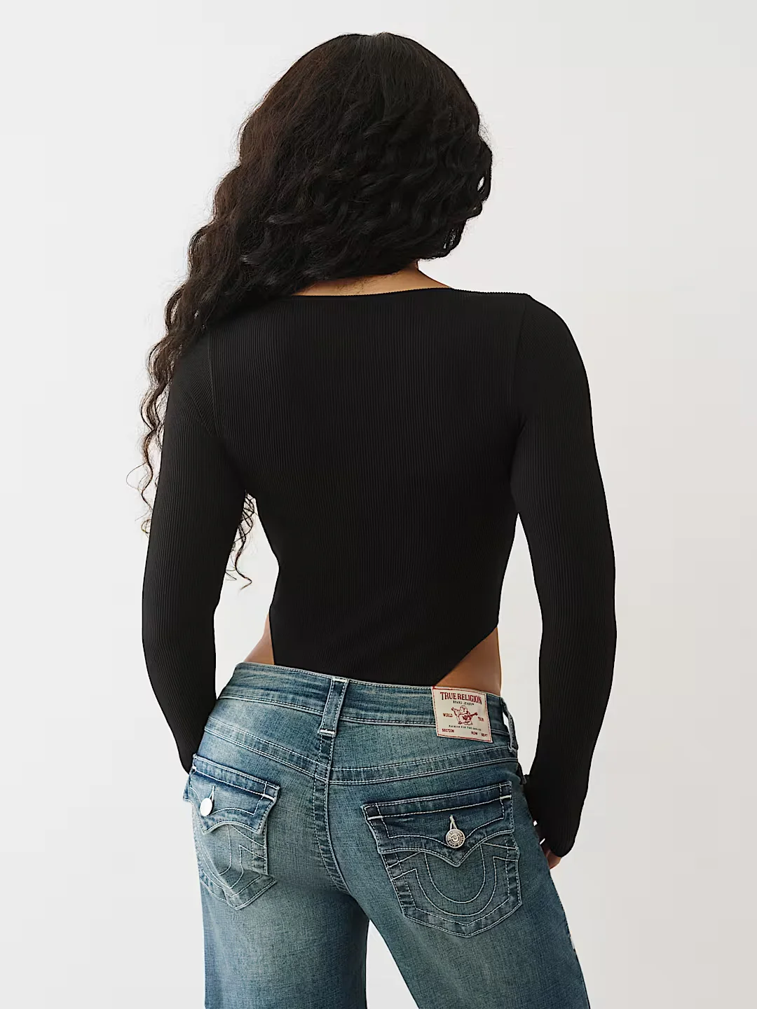 True Religion Women Black Solid Skinny Fit Stretchable Bodysuit - Image 2