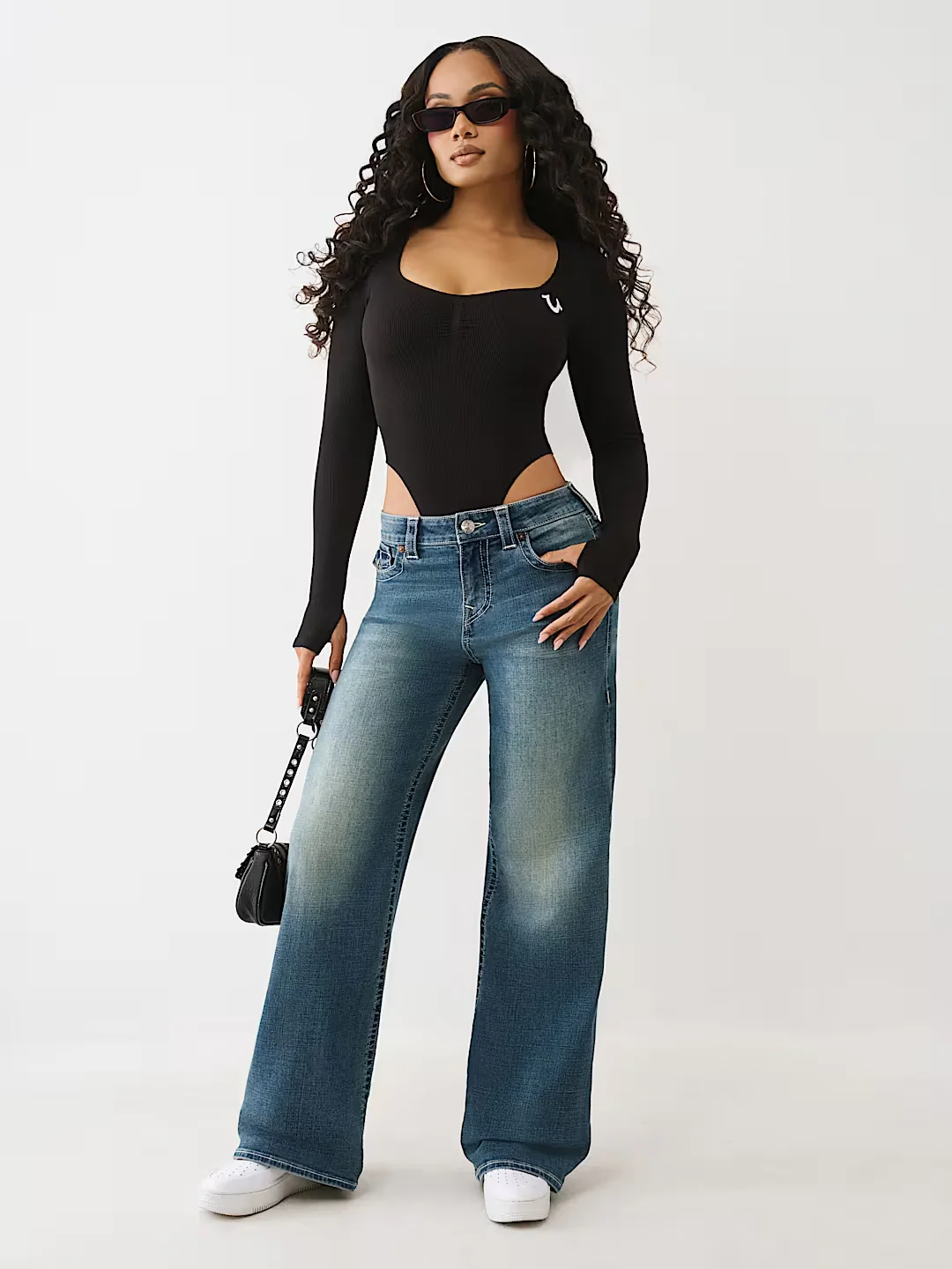 True Religion Women Black Solid Skinny Fit Stretchable Bodysuit - Image 5