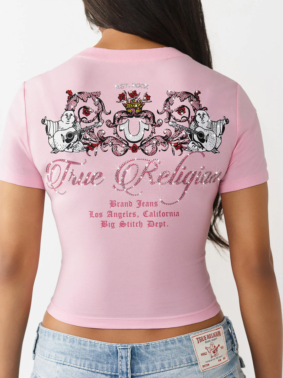 True Religion Women Pink Printed Regular Fit T-Shirt - Image 3