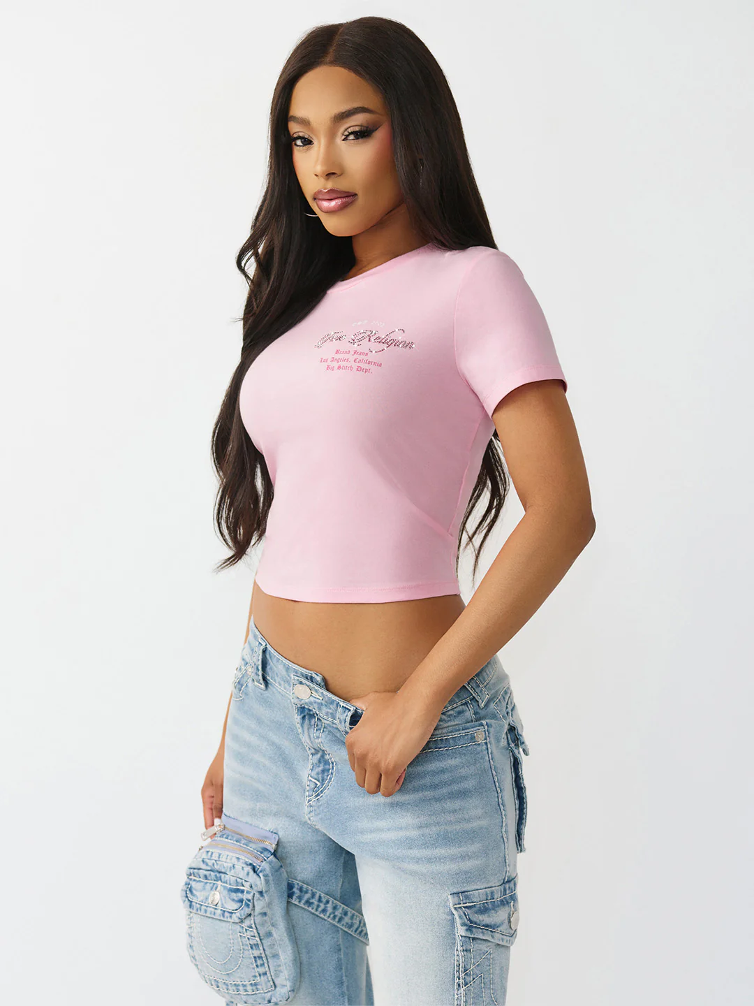 True Religion Women Pink Printed Regular Fit T-Shirt - Image 5