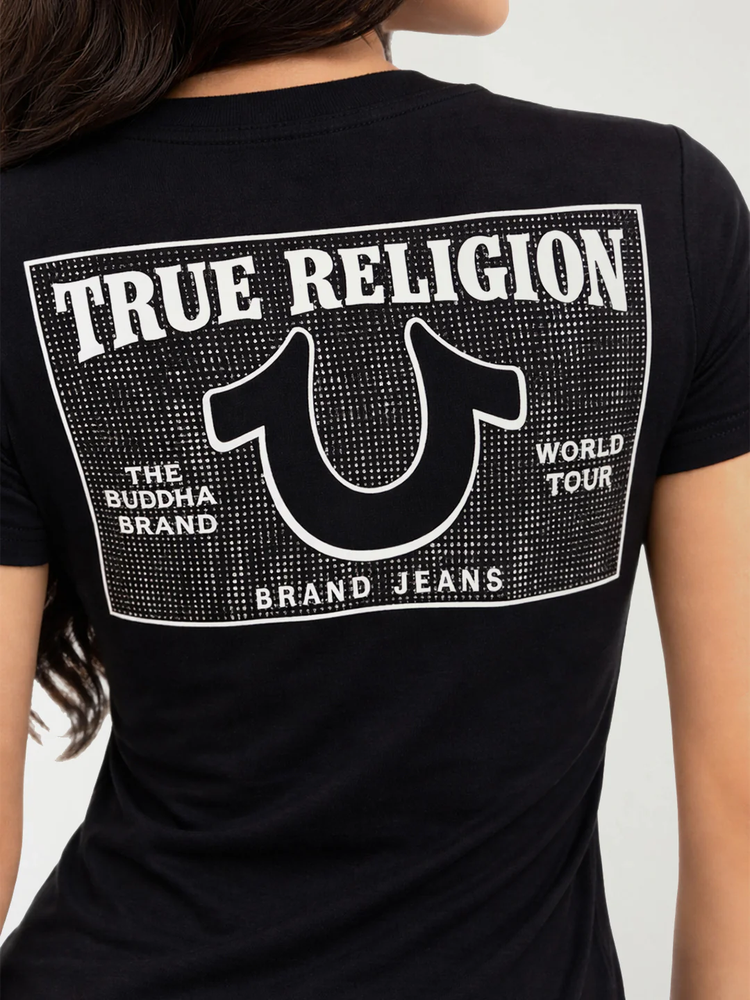 True Religion Women Black Printed Slim Fit T-Shirt - Image 2