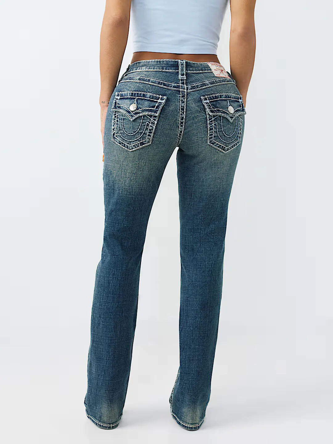 True Religion Women Blue Solid Straight Fit Stretchable Super T Billie Jeans - Image 3