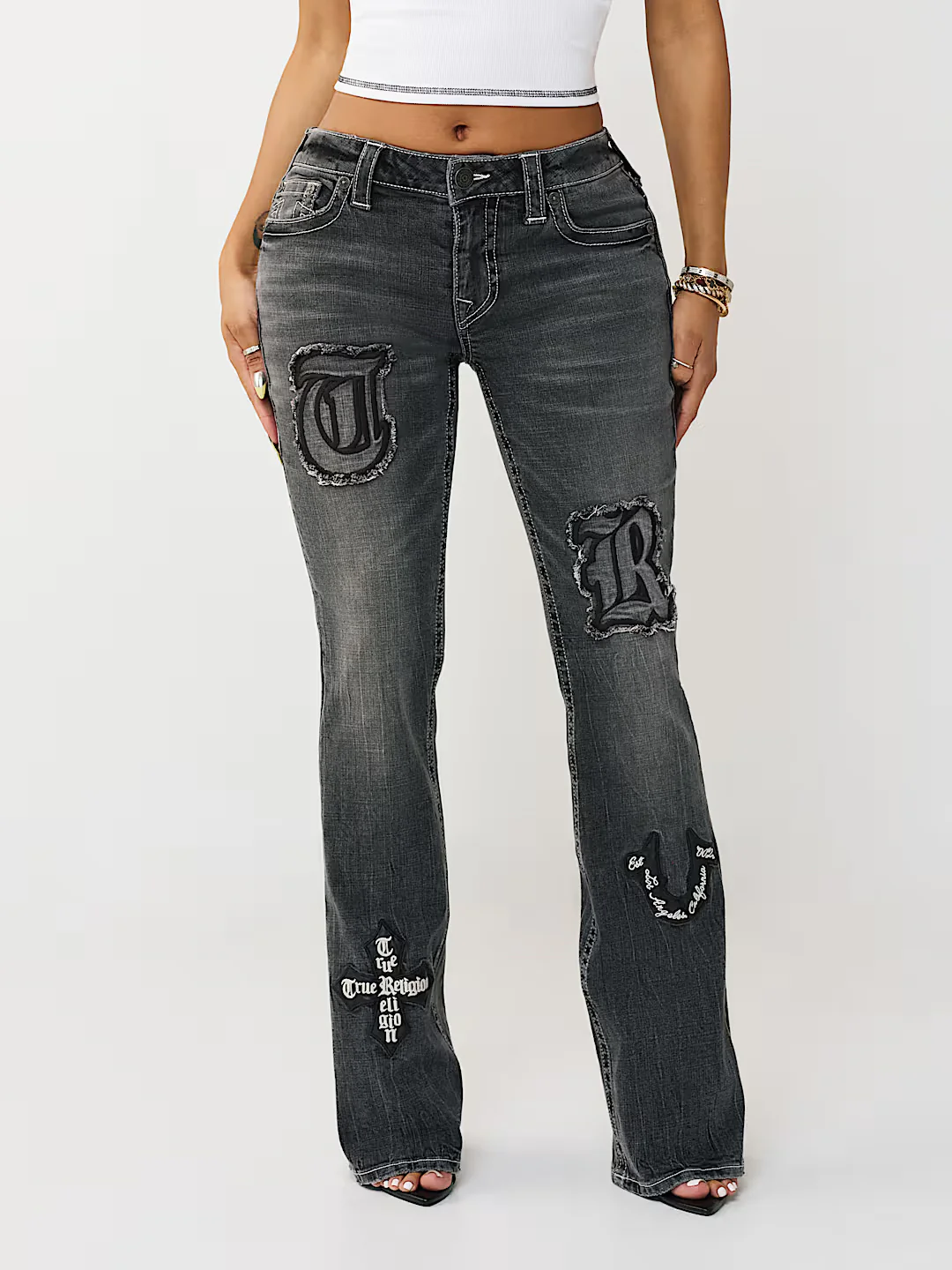 True Religion Women Black Solid Bootcut Stretchable Becca Jeans - Image 2