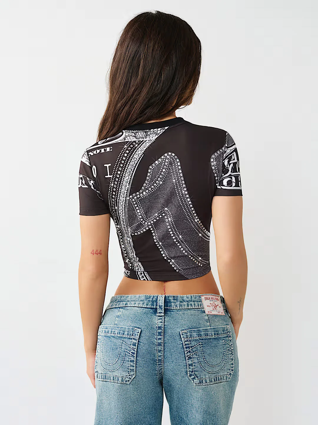 True Religion Women Black Printed Regular Fit T-Shirt - Image 2