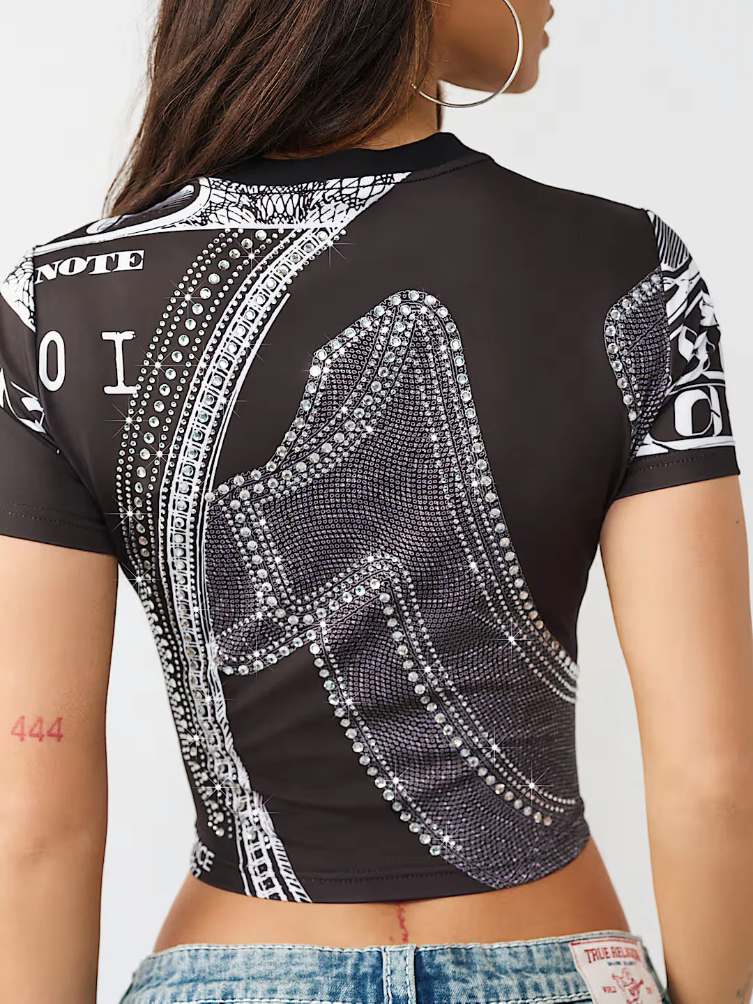 True Religion Women Black Printed Regular Fit T-Shirt - Image 5