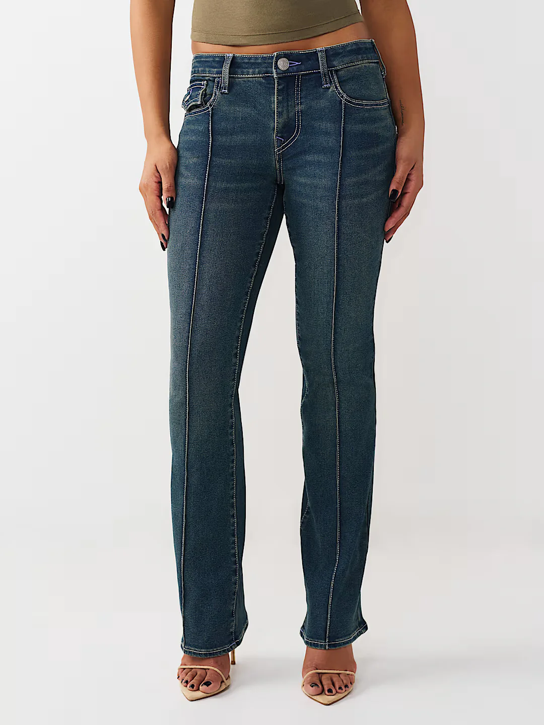True Religion Women Blue Solid Bootcut Stretchable SN Becca Jeans - Image 3