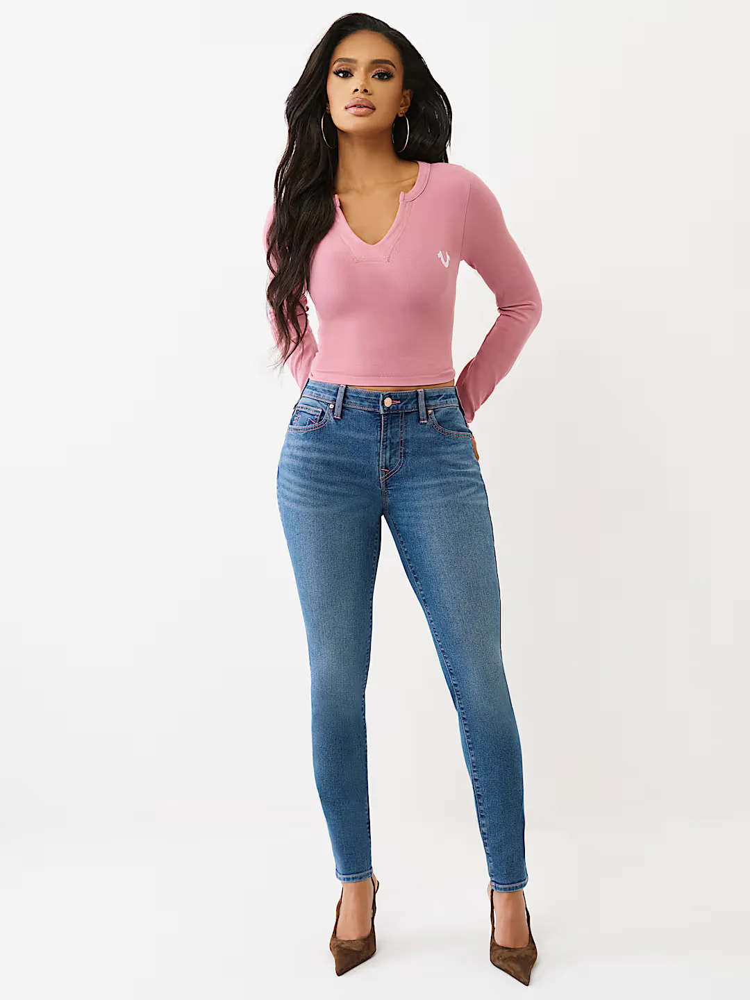 True Religion Women Blue Solid Super Skinny Stretchable SN Jennie Jeans - Image 6