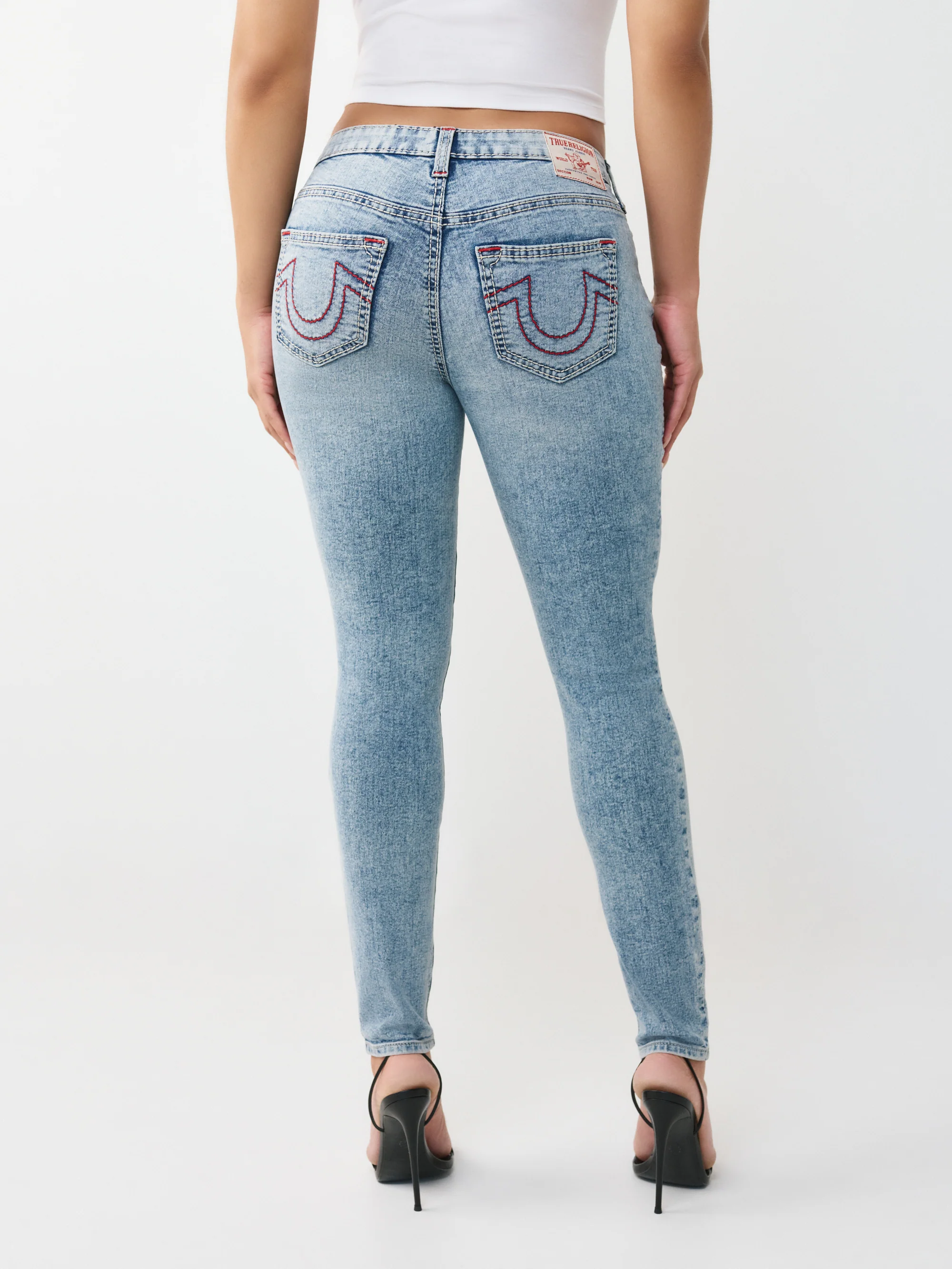 True Religion Women Blue Solid Super Skinny Stretchable Big T Jennie Jeans - Image 4