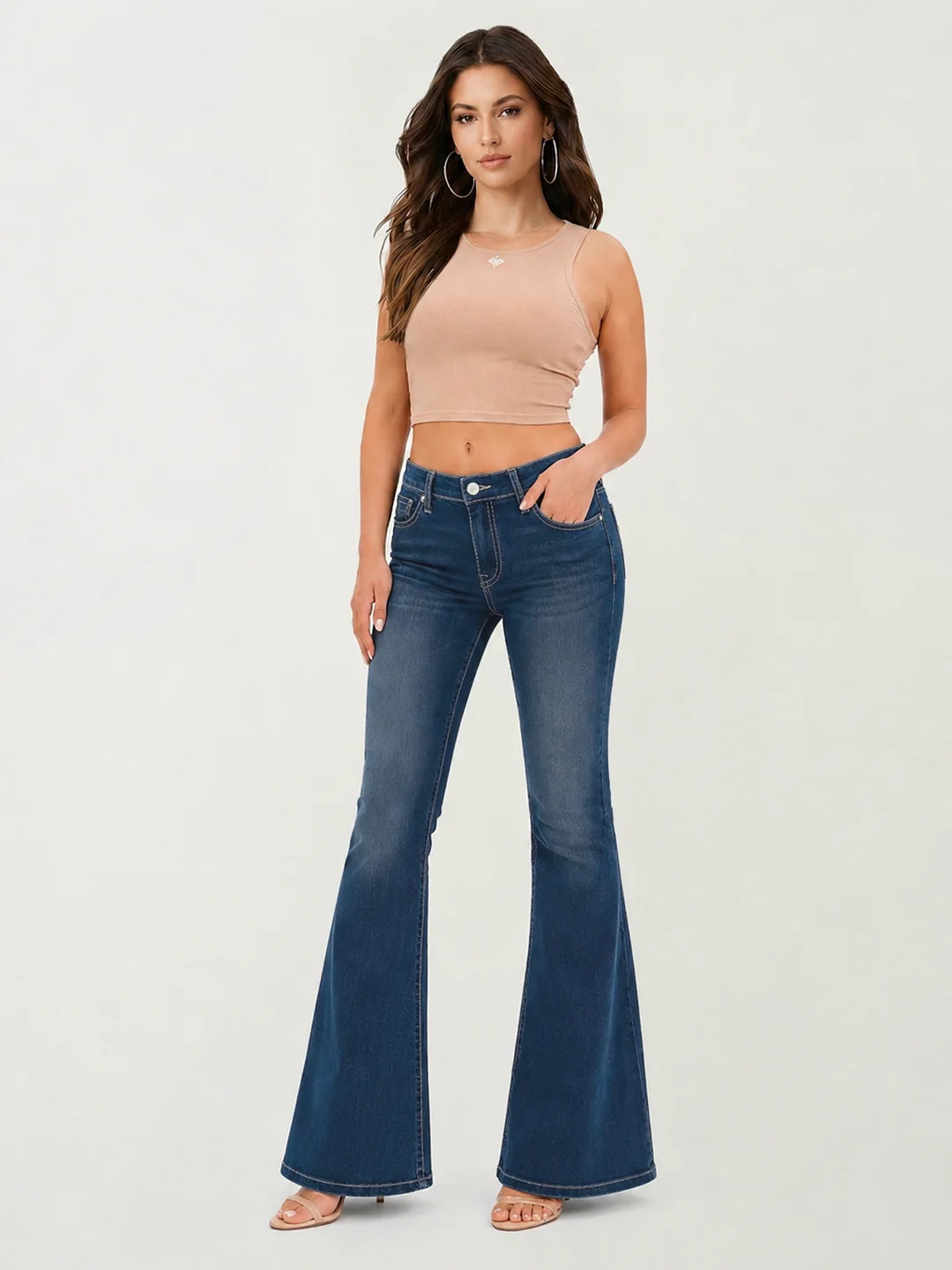 True Religion Women Blue Solid Flared Fit Stretchable Big T Joey Jeans - Image 5