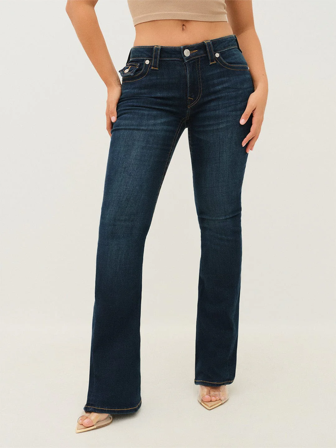 TRUE RELIGION Women Navy Blue SN Flare Fit Jeans - Image 3