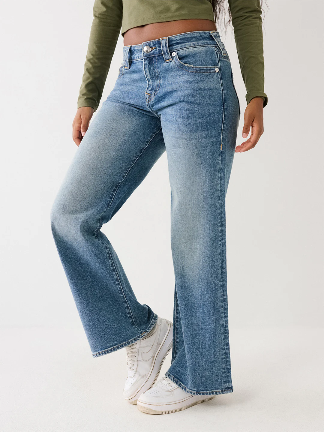 True Religion Women Blue Solid Wide Leg Fit Stretchable SN Bobby Jeans - Image 3