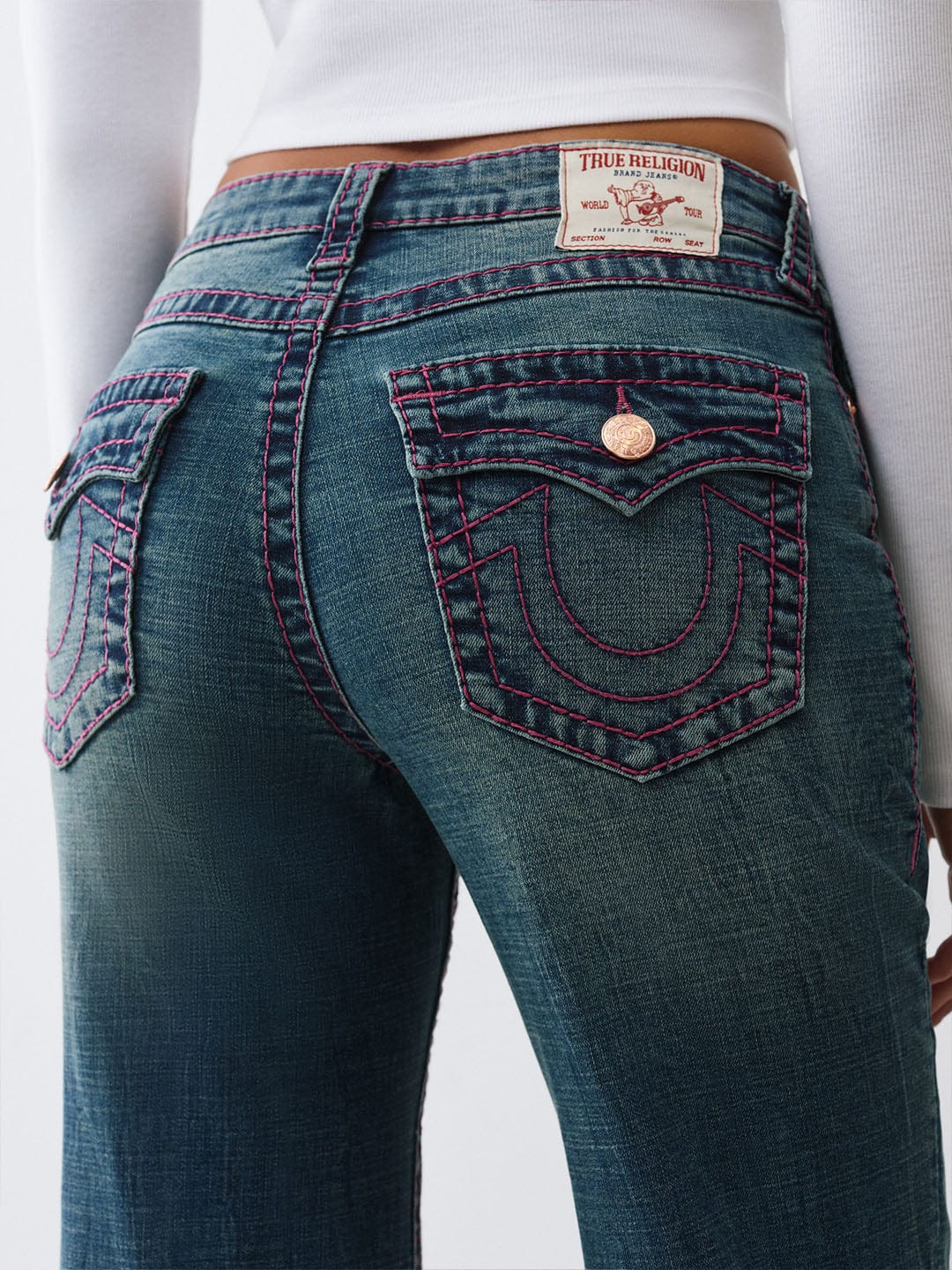True Religion Blue Solid Flared Fit Stretchable Big T Katrina Jeans