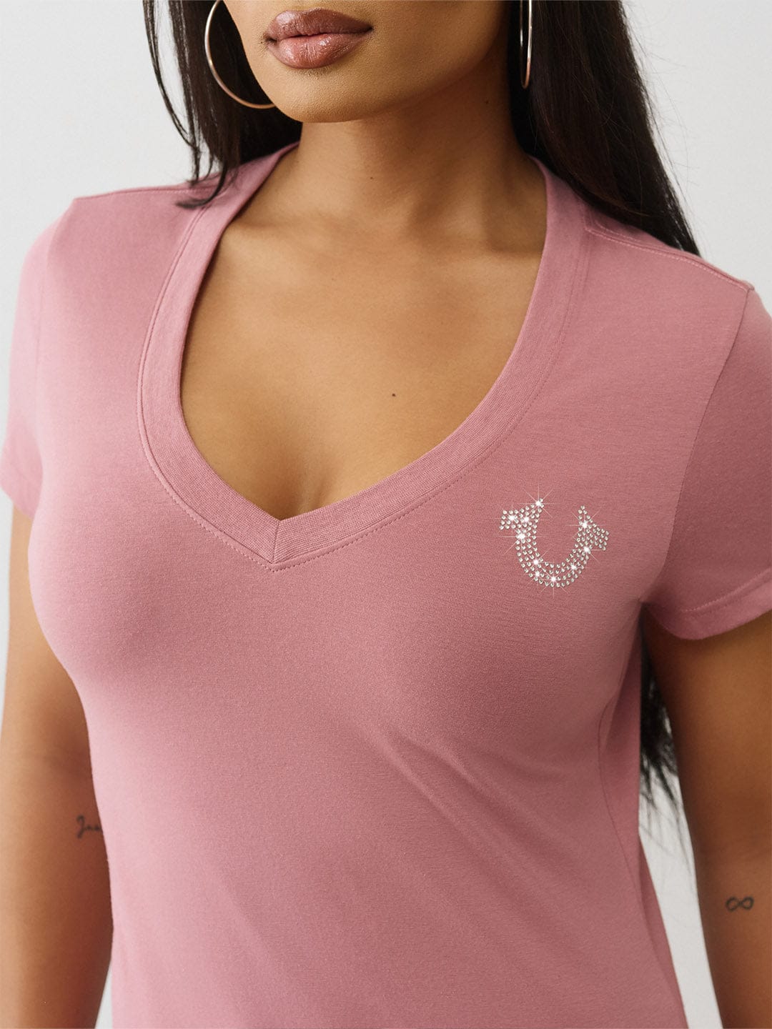 True Religion Women Pink Embellished Regular Fit T-Shirt - Image 5