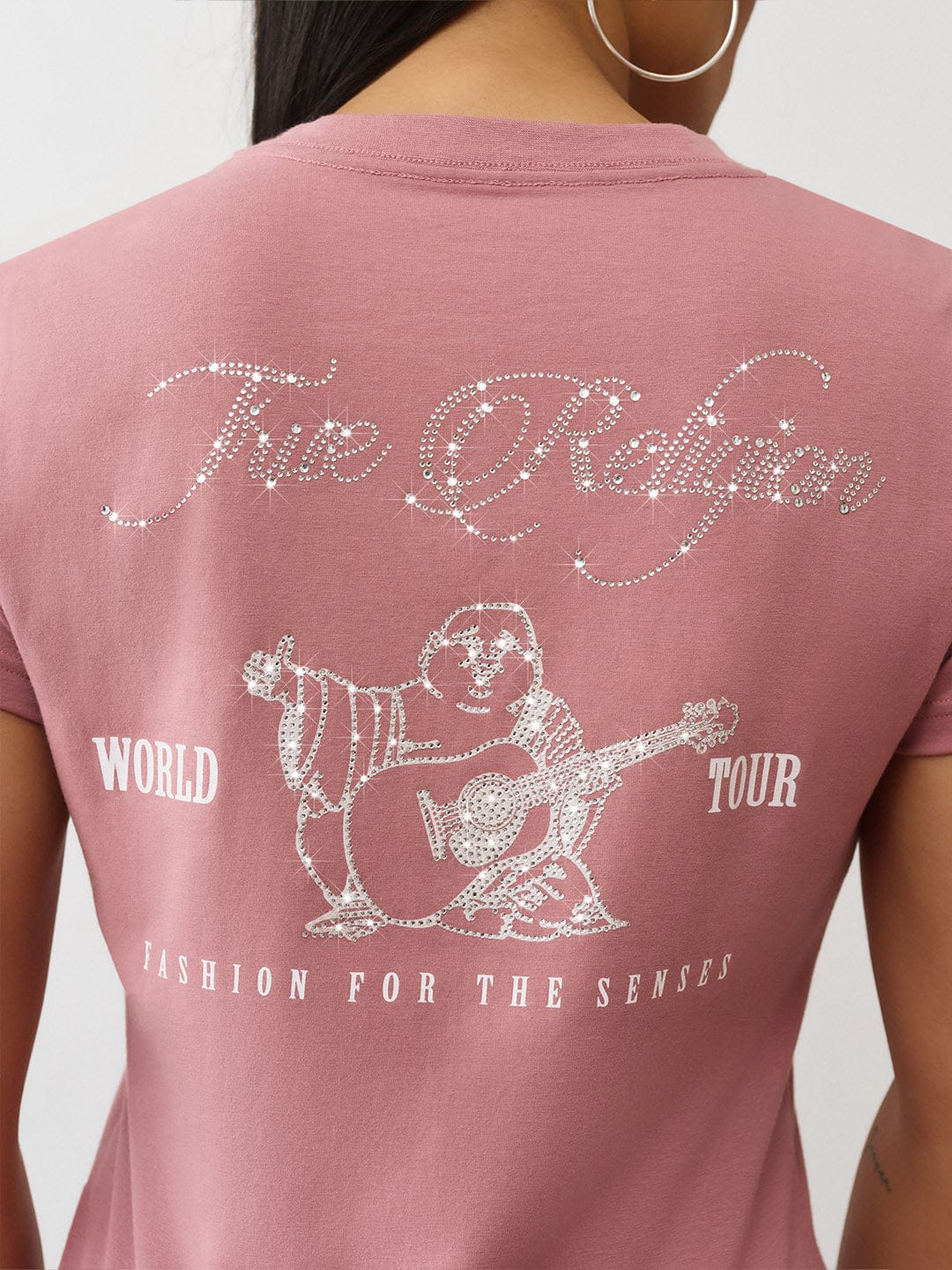 True Religion Women Pink Embellished Regular Fit T-Shirt - Image 6